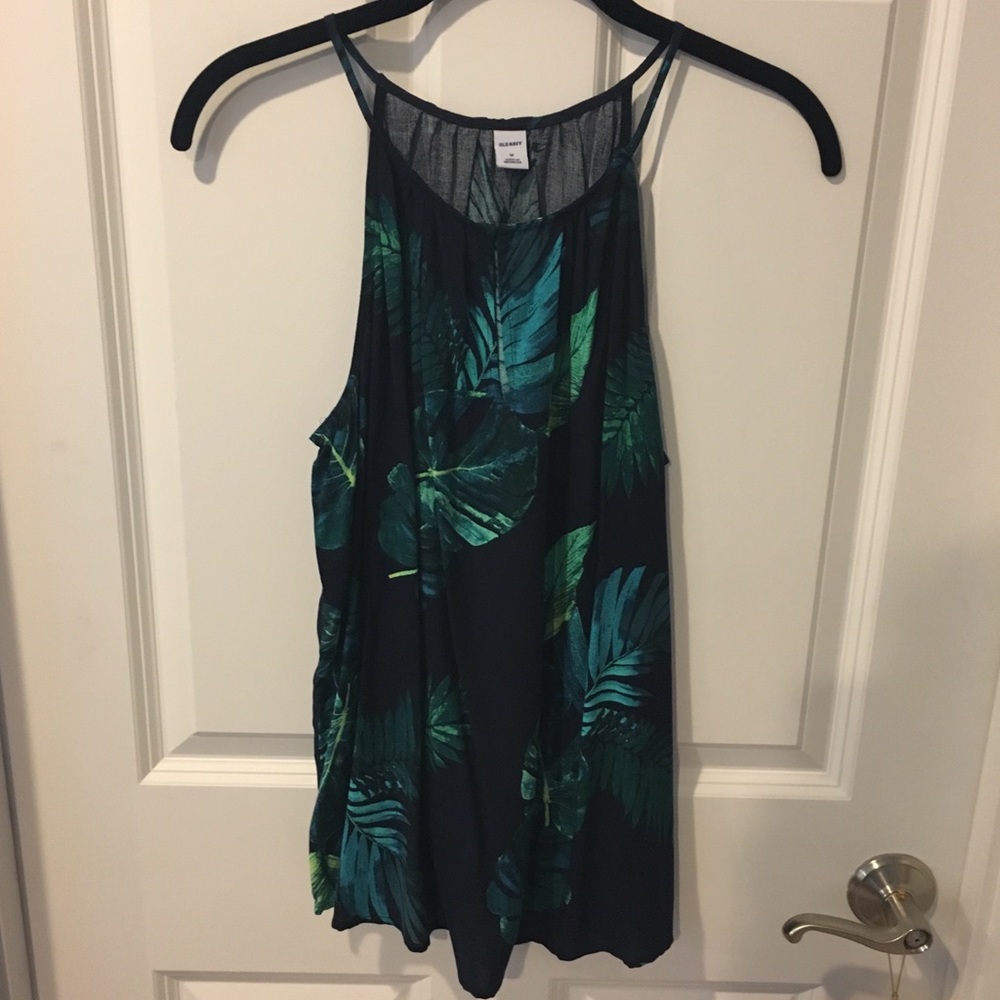 Navy Blue Tropical Patterned Tank